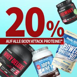20% Rabatt auf alle Body Attack Proteine