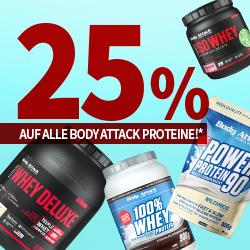 25% Rabatt auf alle Body Attack Proteine!